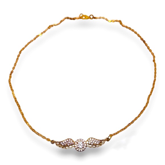 Gold plated CZ wing necklace - Picture 2 of 3